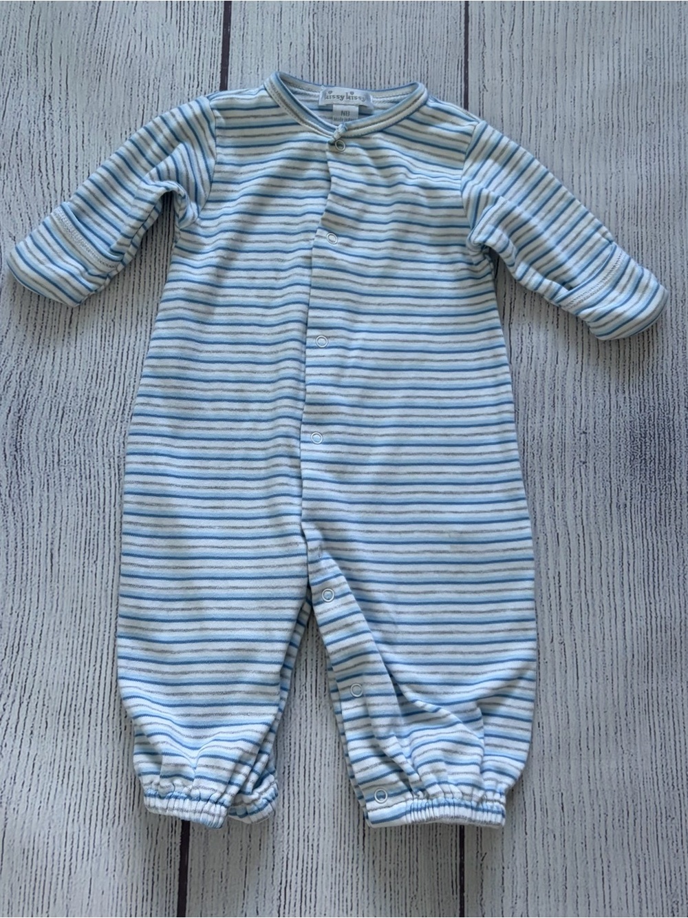 Kissy Kissy Pima Cotton Striped Convertible Gown/Playsuit Size Newborn